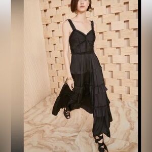 Ulla Johnson Gwynne Midi Dress Noir Sz 4